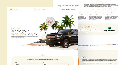 Lux Shuttles exceptional airport transfers classic clean landing page luxury minimal redesign ui user interface visual interface web
