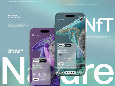 Mintify NFTs App. Concept Design with Nature Art 3d app design graphic design illustration ui ux