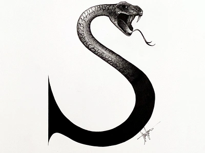 S from Slytherin aesthetic drawing art artist artistic artwork design graphic design harry potter illustrated capital letter illustration original artwork serpent slytherin snake traditional art typography