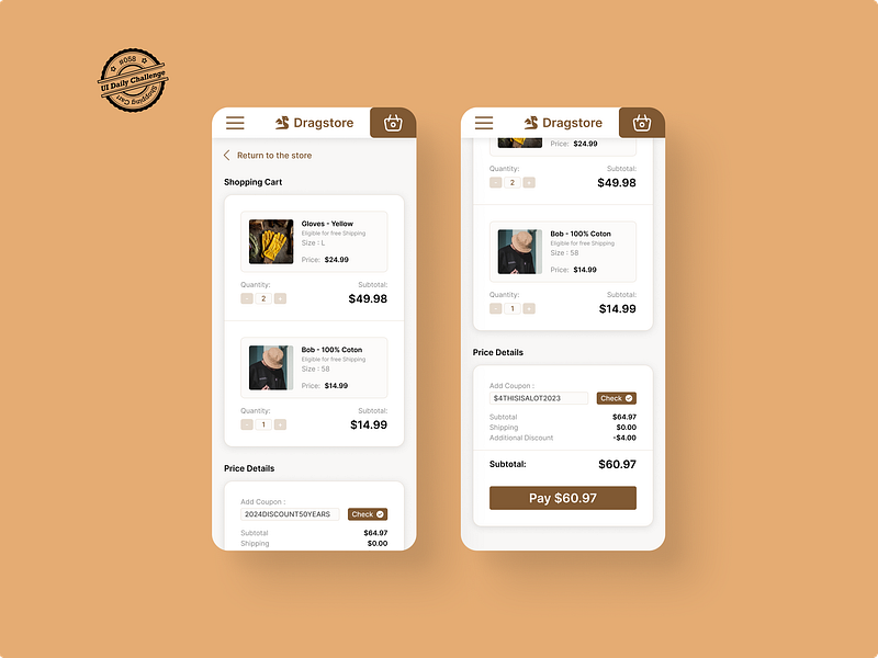 Cart UI designs, themes, templates and downloadable graphic elements on ...