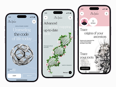 BioSphere - Mobile App Concept 3d app bio code concept design dna future genes health innovation mobile motion research simple tech ui uitips ux video