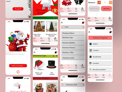 Christmas shopping app christmas graphic design love red shopping ui white