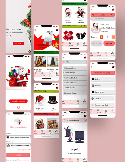 Christmas shopping app christmas graphic design love red shopping ui white