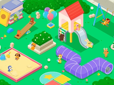 App for Kids - Garden animals app chibi components cute digital illustration figma garden illustration illustration for children illustration system kids park ui illustration variants