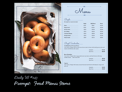 Daily UI #043: Food Menu Items bagel daily ui figma graphic design menu ui