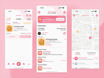 SF. Shop E-Commerce Order Details and Map Tracker design e commerce ecommerce figma magenta map map tracker map tracking mobile order order details order tracking project screen sketch tracking ui design ui ux uiux design ux case study