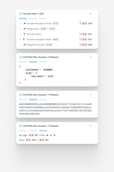 Bridge transaction views blockchain data product de product design transaction ui