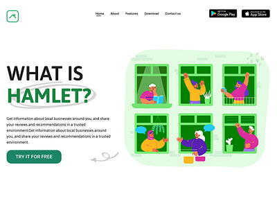 Landing Page Hamlet App branding graphic design ui