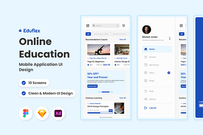 Eduflex - Online Education Mobile App application apps design education layout ui ux