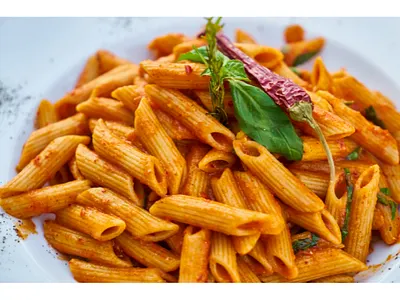 Pasta with Green Leaf and Chilli Pepper chilli chilli pepper green leaf pasta pepper spicy food