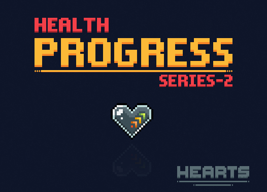 Health Progress Series #2 : Hearts 2d animation asset pack branding design hearts humblepixelofficial pixel art png sprites ui unity
