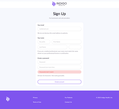 Indigo Sign Up figma form sign up ui