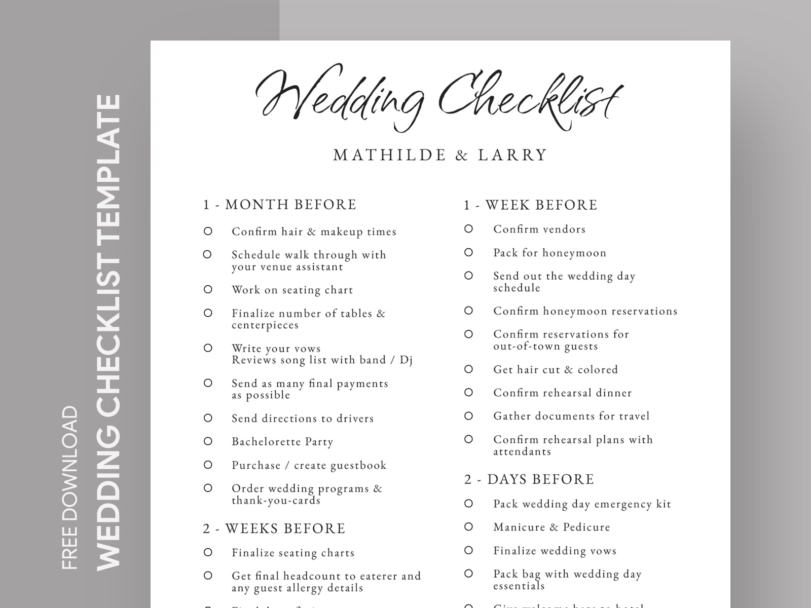 Formal Wedding Checklist Free Google Docs Template By Free Google Docs 