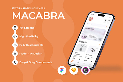 Macabra - Jewelry Store Mobile App application design fashion jewelry layout store ui ux