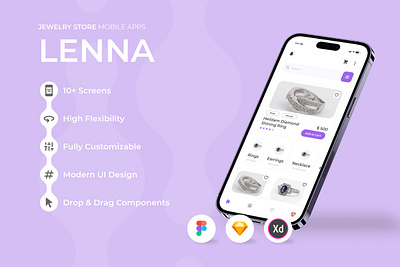 Lenna - Jewelry Store Mobile App application design fashion jewelry layout ui ux