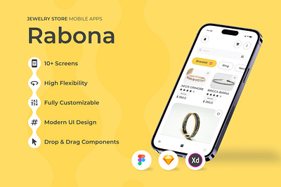 Rabona - Jewelry Store Mobile App application design fashion jewelry layout store ui ux