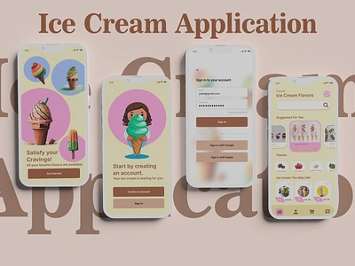 Ice Cream Application adobexd art creativeart design dribbble graphic design ice cream icecream store illustration mobile design mobileapplication shop store ui uiux ux