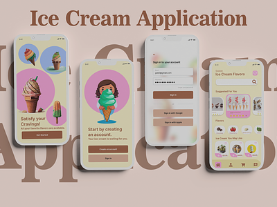 Ice Cream Application adobexd art creativeart design dribbble graphic design ice cream icecream store illustration mobile design mobileapplication shop store ui uiux ux
