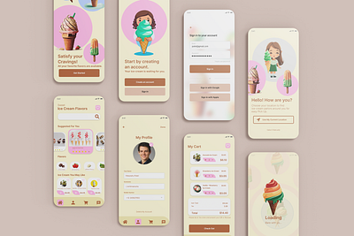 Ice Cream App Mock-Up art creativeart design graphic design ice cream ice cream shop illustration menu store ui ux