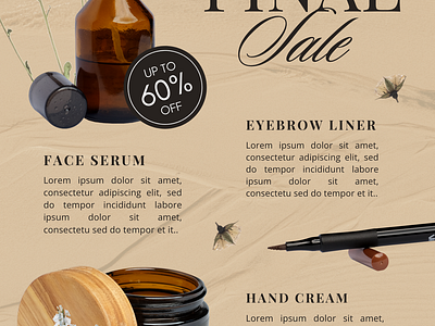 A3 Poster of Brown and Grey Botanical Beauty Sale beauty beauty product eyebrow liner face serum hand cream sale