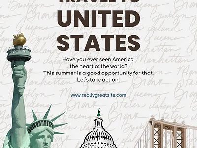 Travel Poster of Brown Modern Illustration, United States (USA) poster travel poster usa white poster