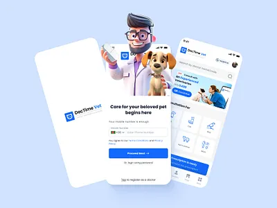 DocTime Vet App UI UX_Vol #1 doctime doctime vet healthcare jahidul ui ux pet app pet consultation telemedicine vet app veterinarian video consultation