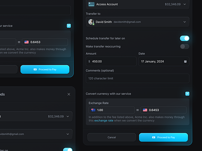 Fintech SaaS Modal pt.2 app clean component design details finance interface minimal modal overlay popup product saas settings transfer ui ui design ux ux design web