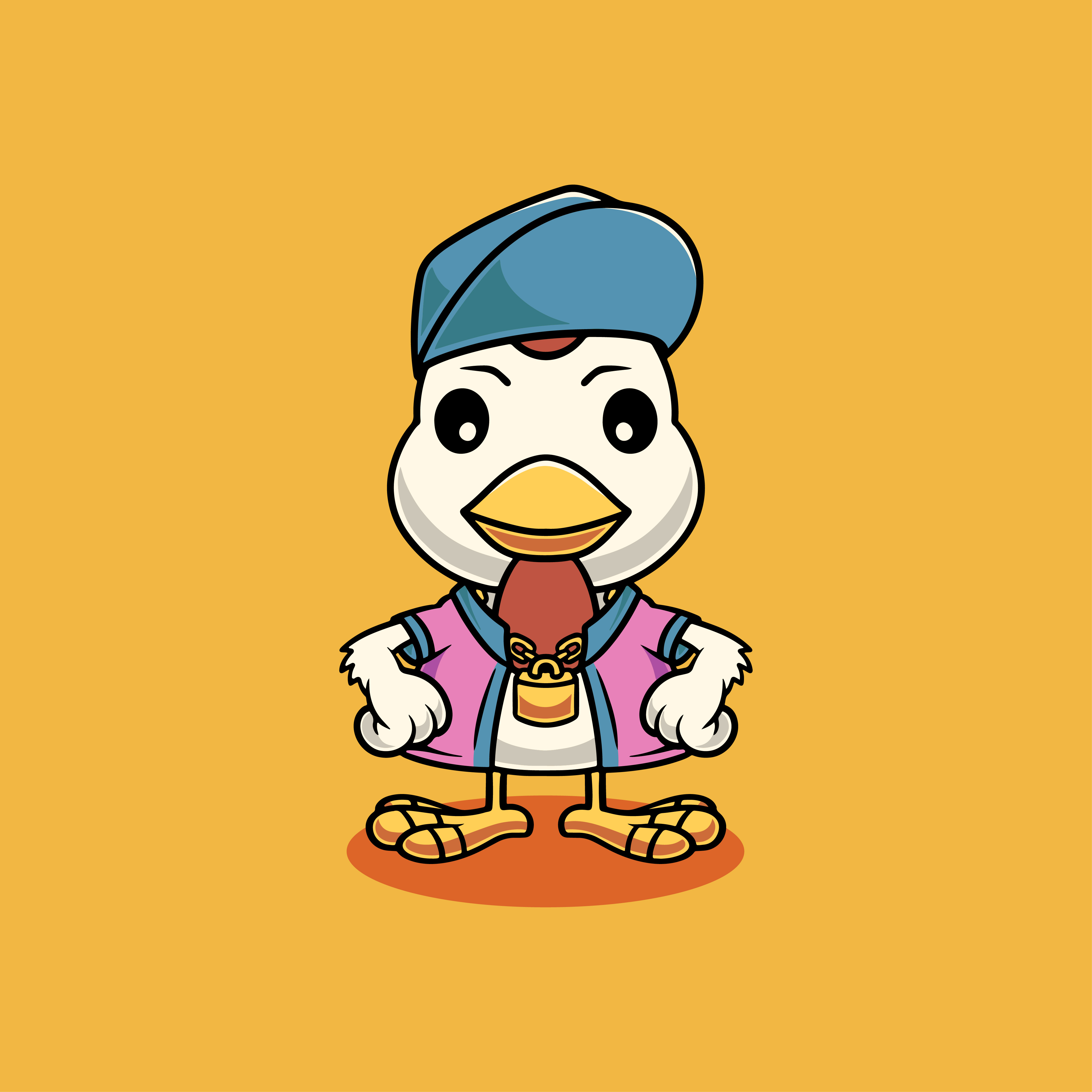 Cute chicken is a rapper cartoon illustration music