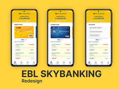 Conceptual Redesign: EBL SkyBanking App adobe xd app design case study design figma mobile app ui ux ux design