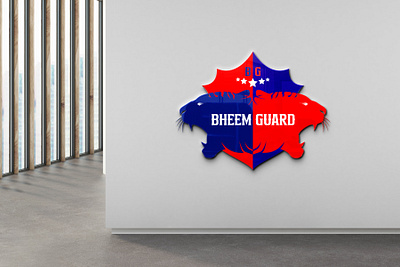 Logo Design - Bheem Guard 5star ai blue bodyguard branding design dribbble graphic design guard illustration logo mockup red security shield star tiger vector