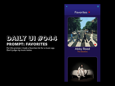 Daily UI #044: Favorites app design daily ui favorites figma graphic design list mobile design music ui
