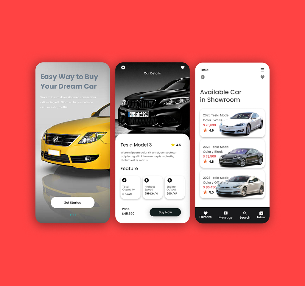 Dream Car App Design by Design Delight on Dribbble