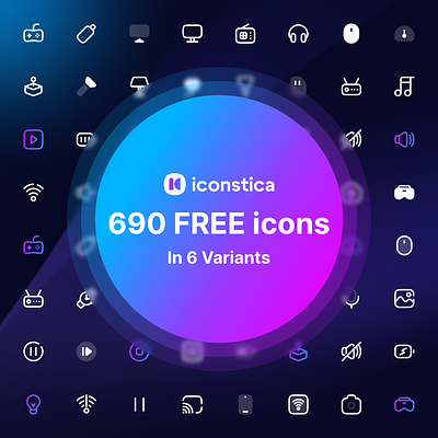 Icon Library with 600+ Free Icons figma icons free free icons graphic design icon design icon library icon pack icon set iconstica line icons