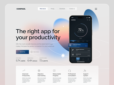 Productivity App Landing Page Exploration 2024 2024 trend dark mode ecommerce exploration gradient homepage landing page meditation minimalist mobile mobile app product productivity ui uiux ux web design web ui website