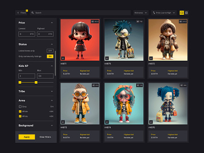 The Kidxverse NFT Marketplace Ethereum 3d blockchain cool crypto dark defi design app dope eth ethereum flat market marketplace minimal nft nft collection nft eth trend ui ux design