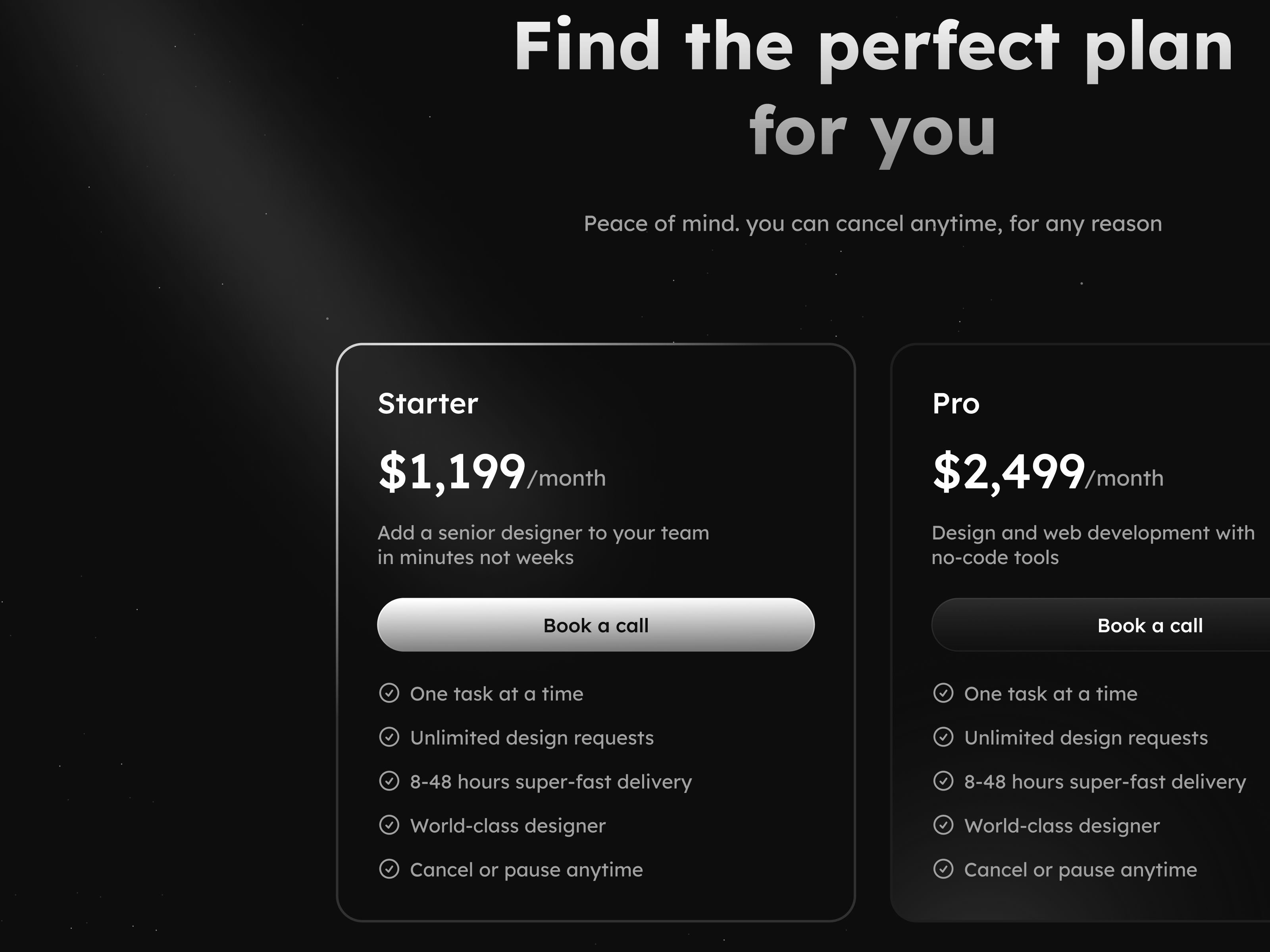 Dark mode pricing page by Mohammad Sharifi on Dribbble