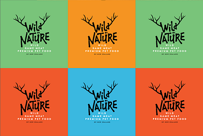 Wild by Nature antlers branding graphic design hand lettering logo pet food typography