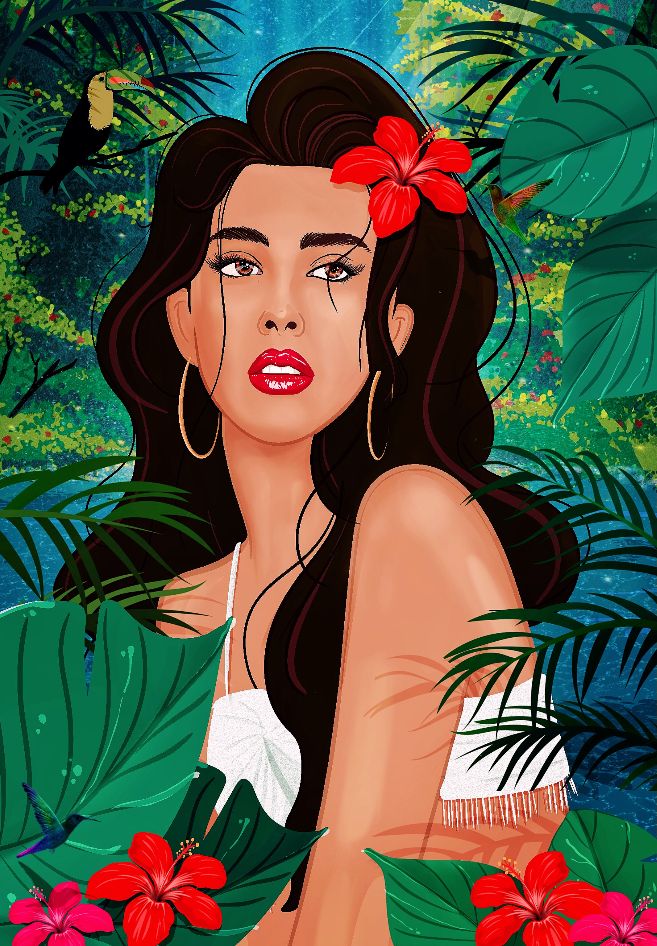 Naïka creole flowers forest girl hair haïti hummingbird lips nature naïka plants singer toucan trees water waterfalls woman