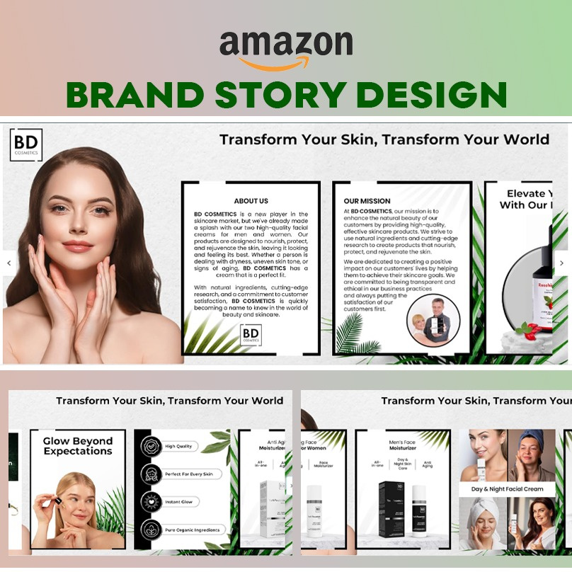 Amazon Brand Story - Beauty Niche amazon amazonbrand amazonbrandstory branding brandstory brandstorydesign design graphic design graphicdesign illustration listingimages photoshop