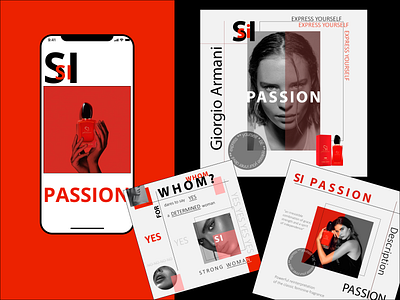 Insta posts for perfume promotion. Say "SI" to "Passion"! armani branding designer fashion figma graphic design odor perfume photoshop promotion uxui