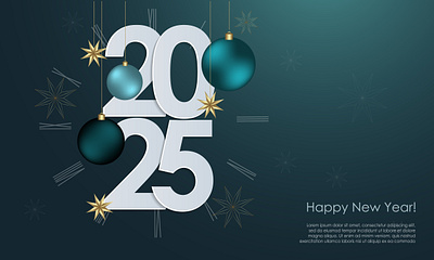 A collection of realistic Christmas banners and elements 2024 2025 festival happy new year new year