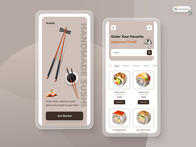 Sushi App Design 3d animation art branding digitaldesign ecommerce flatdesign food app graphic design illustration innovationsync logo mobile motion graphics nft product design shopify typography ui webdesign