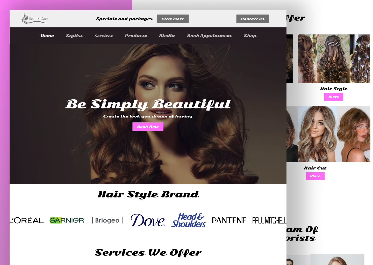 E-commerce Hair Salon Landing Page by Najma on Dribbble