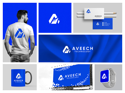 Aveech Minimal and Modern Logo Design for Technology Company a blue color brand identity branding business company design letter a logo logo logo branding logo design logo type tech logo technology logo