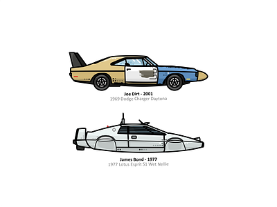 Dogde Charger & Lotus Esprit 80s 90s automobile branding car design drive engine fast icon set iconic illustration james bond joe dirt movie old retro speed vector vehicle
