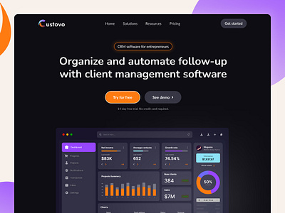 Custovo - CRM Landing Page Template crm crm dashboard crm landing page crm template customer relationship management custovo landing page dashboard design free landing page landing page landing page design saas landing page saas template saas template desing typhography uiux design webflow webflow design agency webflow landing page webflow template website landing page