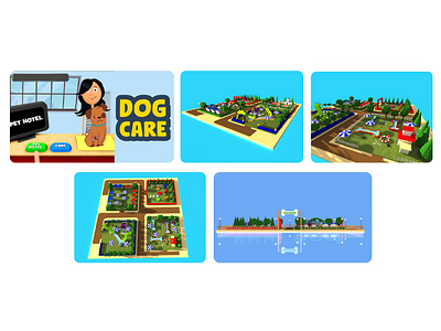 Dog Care - Pet Hotel Game 3d blender casual game design dog game game art game design game idea graphic design illustration marketing pet ui unity ux