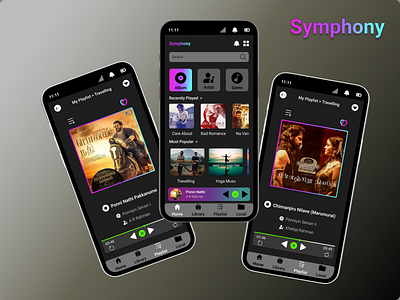 Symphony - Mobile Music App animation design figma graphic design ui ux