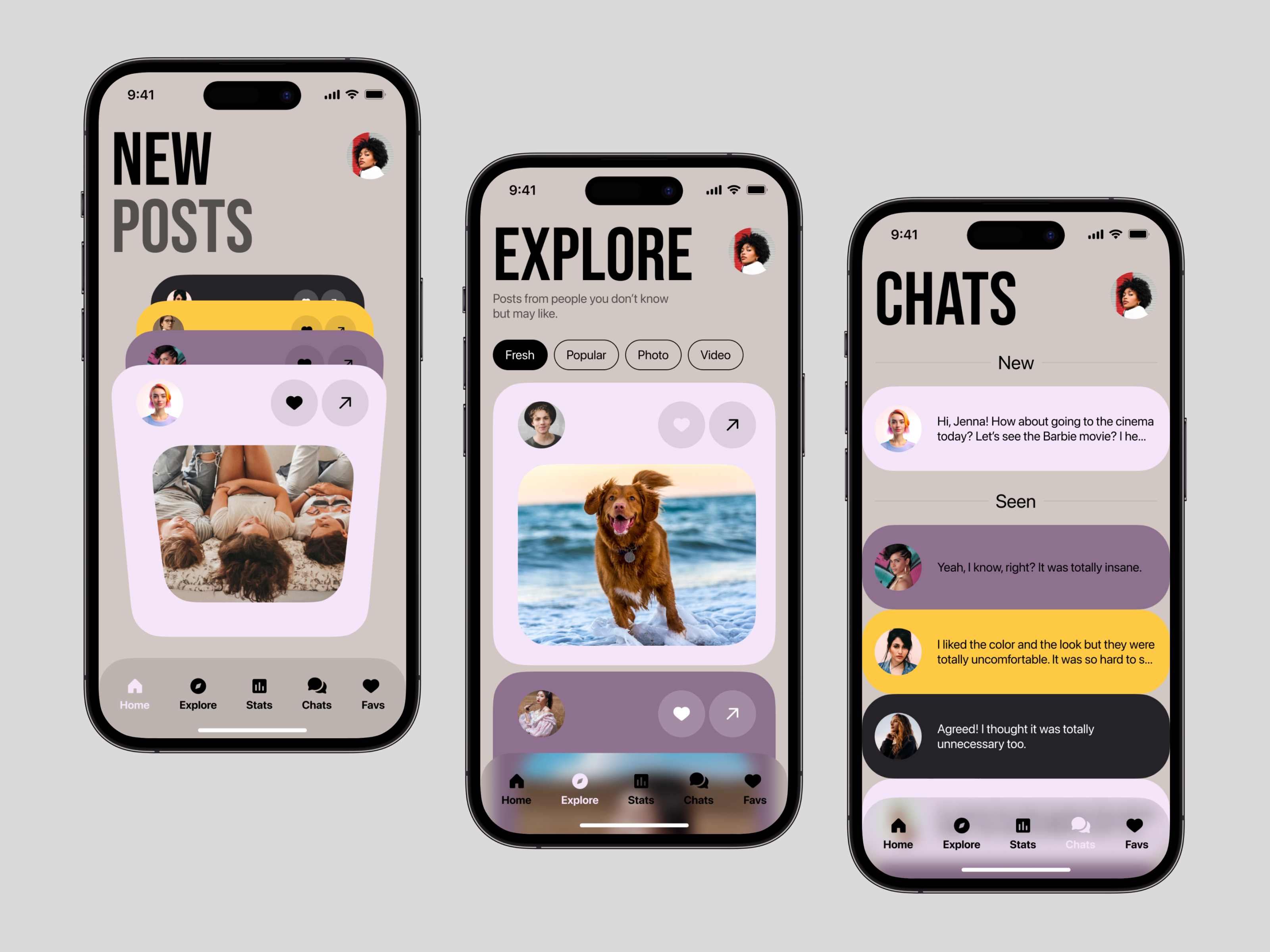 Social Media App app design calm chat communication connections facebook friends friendship instagram ios mobile mobile interface product design service design social social media social platform soft tiktok ui