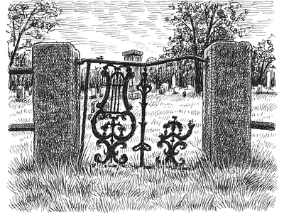 Broken Gate art artist artwork cemetery drawing hand drawn illustration ink landscape spooky